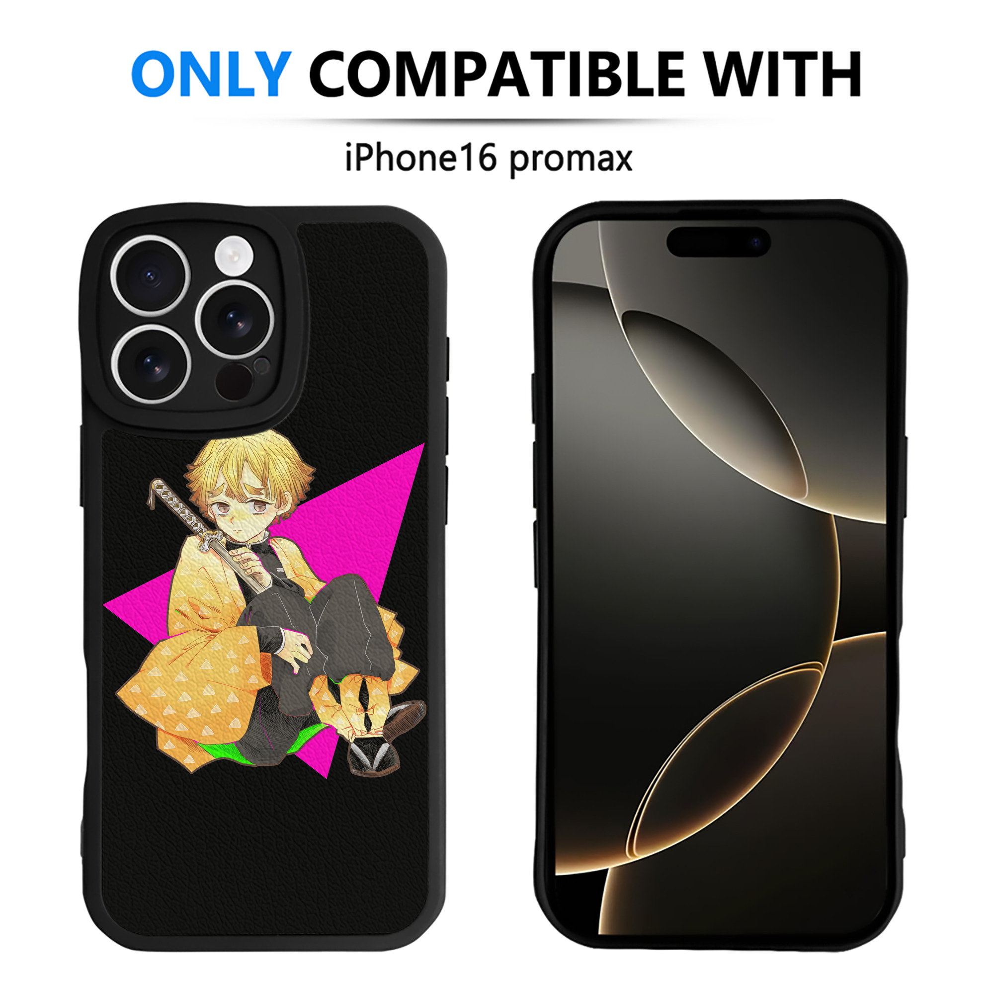 （画像用） 鬼滅の刃（きめつのやいば）我妻 善逸／あがつま ぜんいつ Agatsuma Zenitsu 【iPhone 16シリーズ対応】シリコンスマホケース（レザー調） 材質：シリコン